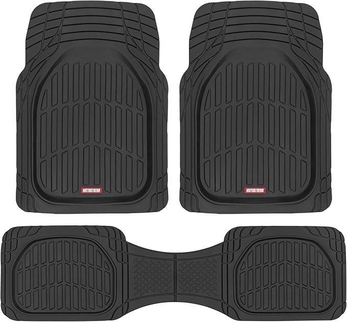 Motor Trend – MT-923-BK 923-BK Black FlexTough Contour Liners-Deep Dish Heavy Duty Rubber Floor Mats for Car SUV Truck & Van-All Weather Protection, Universal Trim to Fit